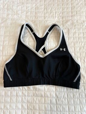 Under Armour Black Sports Bra with White Trim - Racerback Support
